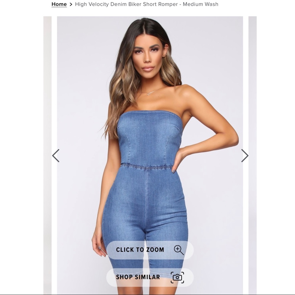 Fashion Nova High Velocity Denim BikerShort Romper